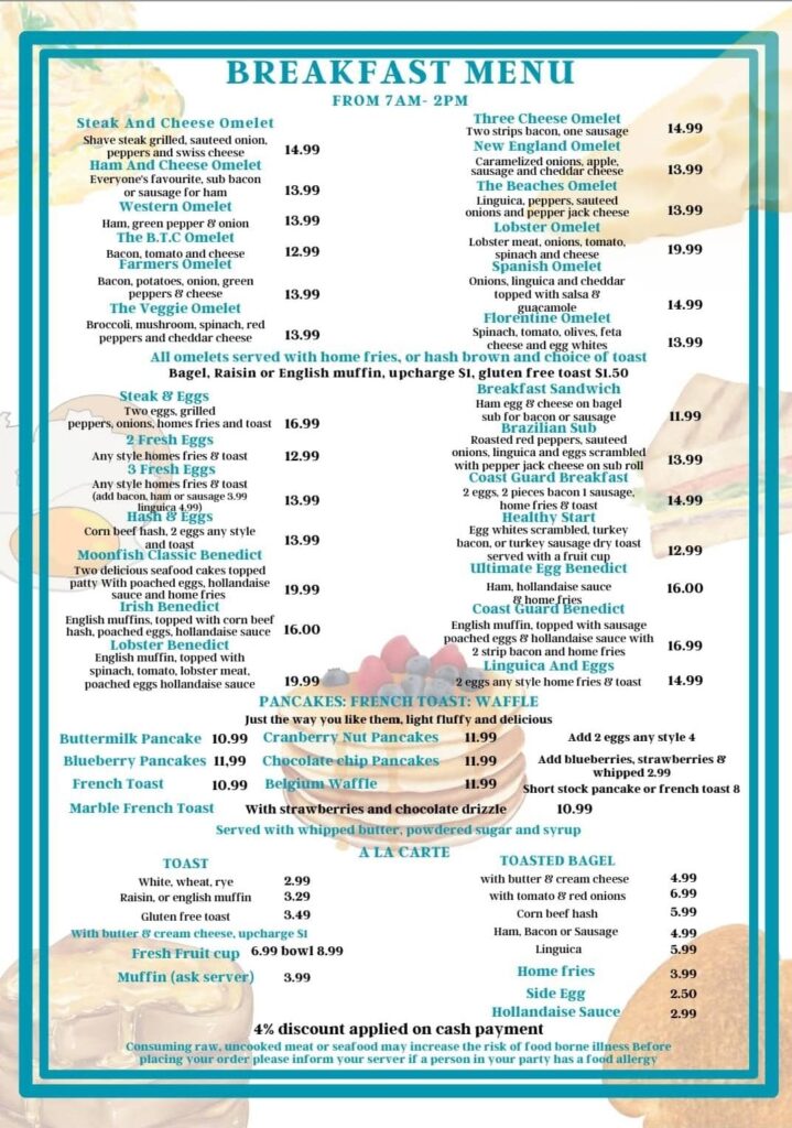 moonfish Restaurant menu